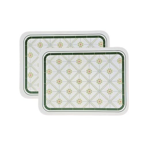 Image of Faux Leather Dining Table Placemats | Heat Insulation & Stain Resistant Waterproof Non Slip Dinner Table Mats | Perfect for Home, Kitchen, Restaurant, Office (Sage Green, Set of 2)
