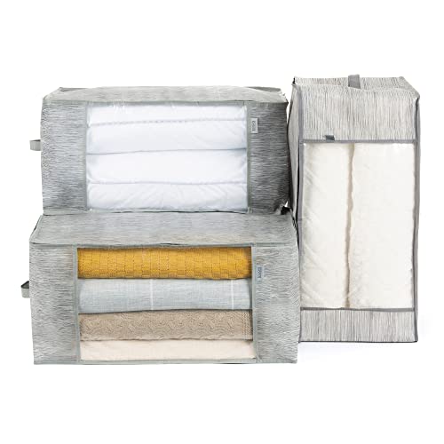 LIVIVO,Juego de 3 bolsas de almacenamiento organizadoras con cremallera extragrande,Ventana de visualización,Ideal para guardar edredones mantas, jerséis juguetes,Caja de armario debajo de la cama Cover