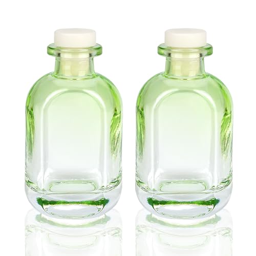 Wowang Glass Diffuser Bottles 2 Pack 5oz/150ml Reed Diffuser Bottle Empty Diffuser Bottle Refillable Aromatherapy Storage Container Reed Diffuser Sticks Bottles(Gradient Green)