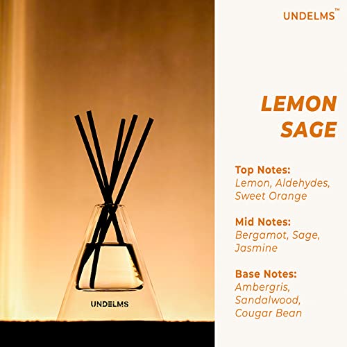 Undelms Reed Diffuser Set 6.7Oz Lemon & Sage Fragrance Diffuser All Natural Essential Oil & 8 Reed Diffuser Sticks Long-Lasting Fragrance Decor For Home Office Bathroom Desk… #TOP1