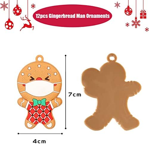 HBell Christmas Gingerbread Man Ornaments Set,12pcs Gingerbread Man Christmas Hanging Pendant Ginger Man Christmas Decorations with Strings for Christmas Tree Hanging Ornaments Xmas Tree Decor