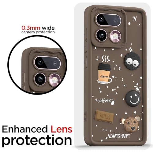 Image of Bintage Back Cover Compatible for Realme RMX5120 / 16Pro 5G | Cute Fun Ball | 3D Taddy Smiley Coffee | Milk Case | Full Body Protection - Brown