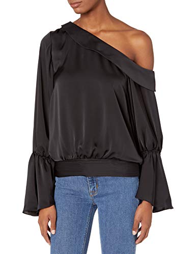 Ramy Brook Women's Sammy One-Shoulder Satin Top, Black, Small