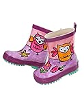 jeder Stiefel ein Unikat maximo Mädchen Kindergummistiefel, Eule, moorbeere, handbemalt, jeder Stiefel ein Unikat, Reflex 3M, Winterfutter (numeric_24)