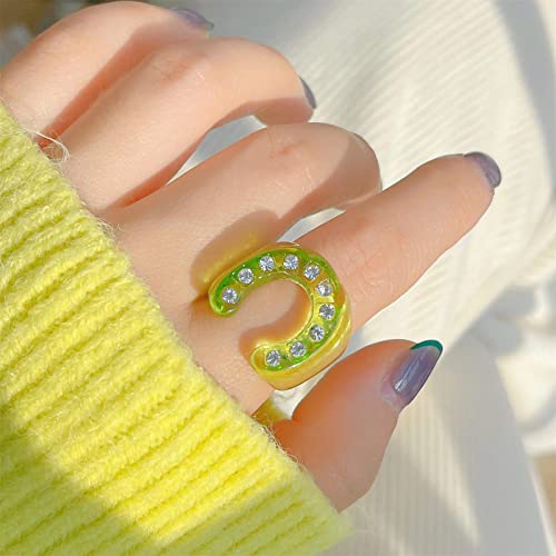 Color Resin Horseshoe Rings For Women. Transparent Acrylic Rings Statement Equestrian Rings Novelty Rings Fashion Jewelry Gifts For Girls (Green) #TOP1