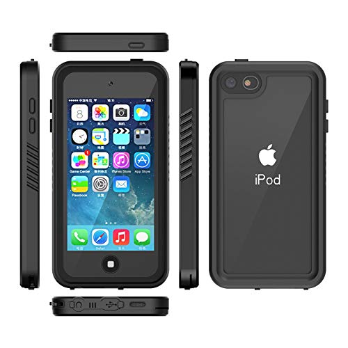 Waterproof Case For Ipod 7/ Ipod 6/Ipod 5, Dingxin Waterproof Shockproof Dirtproof Snowproof Case Rugged Clear Cover For Ipod Touch 5Th/6Th/7Th Generation For Snorkeling (Black, Ipod Touch 7) #TOP3