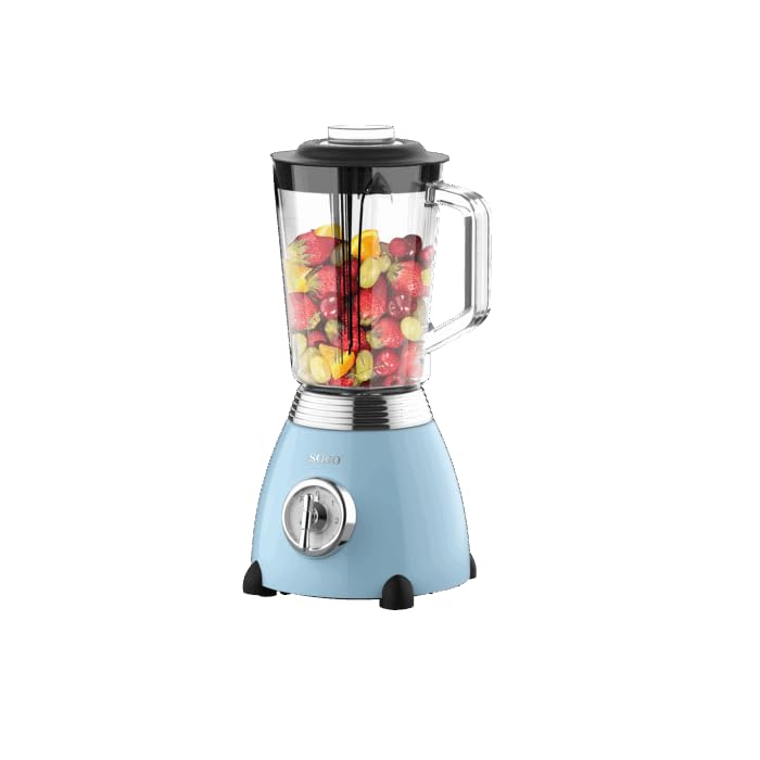 SOGO Frullatore a bicchiere in vetro 1,5 litri, 500W, 2 velocità con funzione pulse, lame in acciaio inox