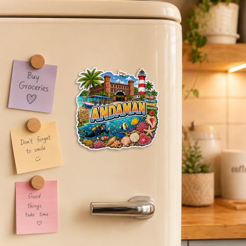 Image of Zesta Wooden Fridge Magnets Set | Refrigerator Decor Magnets for Kitchen | India Souvenir Fridge Magnet Collection | Wooden Magnet for Fridge Door Decoration (Andaman)