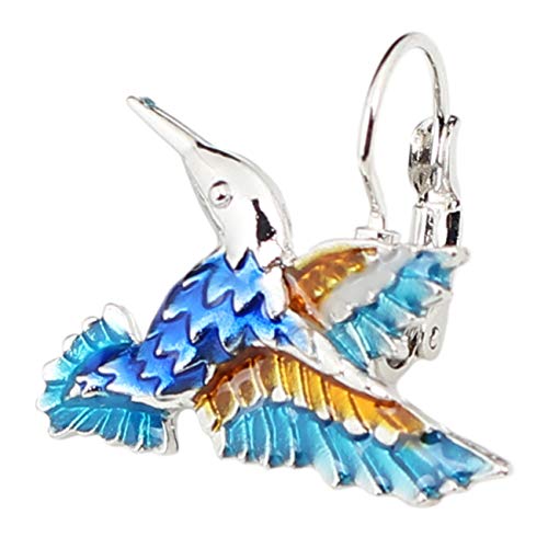 Newei Enamel Alloy Stud French Clip Hummingbird Earrings Fashion Cute Animal Jewelry For Women Girls Gift (Blue) #TOP2