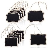 Andibro 10Pcs Blackboard Decanter Tag, Mini Wooden Chalkboard Signs with Hanging String Customizable Message...