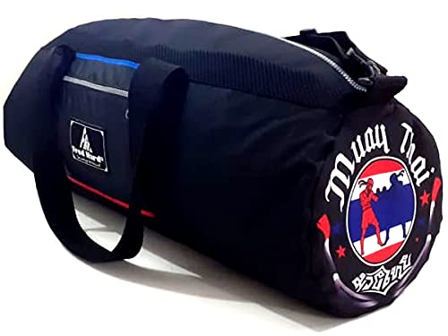 Kit 1 Bolsa Fitness Bag + 1 Par De Caneleira Tema Muay Thai