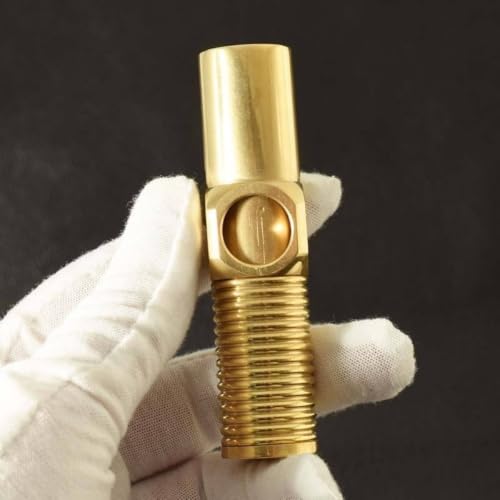 Image of Smoke King Vintage Screw Design Lighter, Refillable Kerosene with Screw Design, Pull-Out Flint Ignition, Soft Flame & Gold Metal Lighter for Men, Dad, Husband & Collectors.