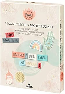 Moses Omm for You Magnetic Word Puzzle | for Your Own Mantras and Affirmations | Magnets for Your Own Fridge Poetry | Magnetic Sheets with Words, Ends and Symbols