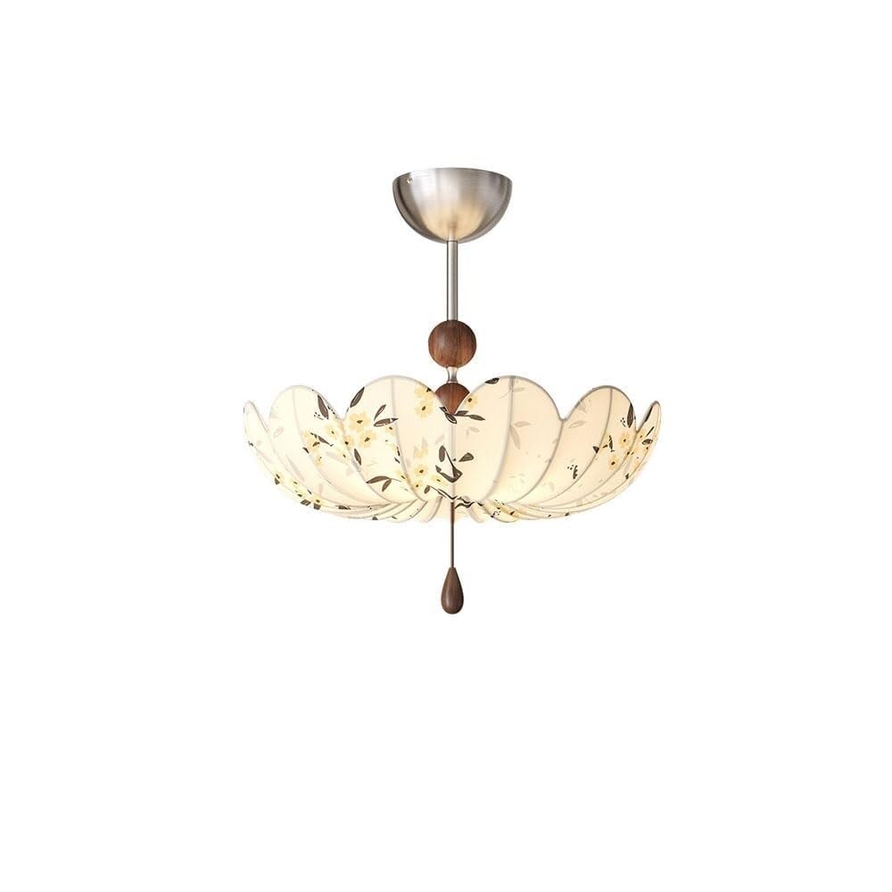 Lustre vintage en tissu imprimé style sudiste antique à 3 têtes avec base E27