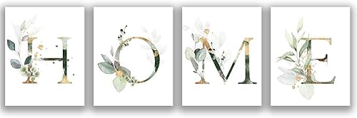 Miniatura 1 de Juego de 4 impresiones artísticas de decoración de pared de baño (8 x 10 pulgadas), diseño botánico de hojas bohemias, hojas bohemias, hojas