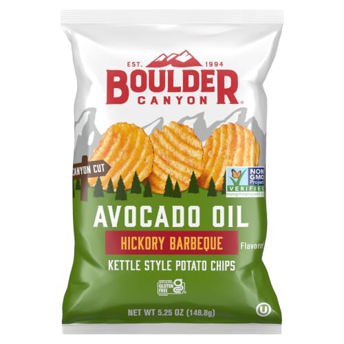Image of Boulder Canyon Avocado Oil Hickory Barbeque Canyon Cut Kettle Style Potato Chips, 5.25 oz. - Pack of 12