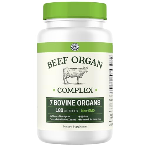 Beef Organ Supplement Grass Fed - 7 Beef Organs Complex from New Zealand - Liver Heart Pancreas...