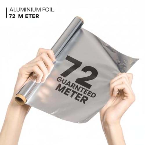 Image of Aluminium Foil Roll 72 No. - Heavy Duty Kitchen Foil Paper for Cooking, Baking, Grilling, Food Wrapping & Storage | Durable 11 /35 Micron Silver Foil Roll