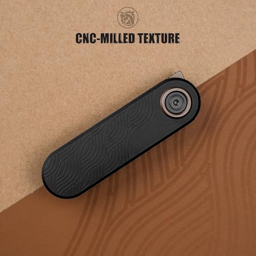 Image of Vosteed Corgi V EDC Pocket Knife - 2.36 inch 14C28N Copper Dune Blade - Patented Vanchor Lock, Black Aluminum Handle - Camping, Hiking Knives - A3722