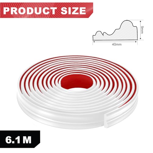 AIDUCHO Zierleisten Selbstklebend Wand, 6.1m x 40mm Peel und Stick TPE Wandleisten Selbstklebend, Selbstklebender Verkleidungsstreifen für Wände, Schränke, Türen, Bilderrahmen