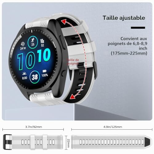 Bracelet silicone 22mm Garmin Forerunner 965 955 de remplacement - 4