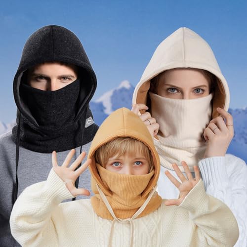Warmer Outdoor 3 in 1 Scarf, Balaclava Adult Kids Hood Hat, Parent-Children Winter Skiing Mask-C||Adult2
