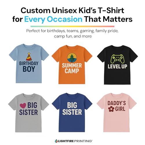 Personalized Kids T-Shirt Print with Text, Image or Logo - Custom DTF Printed Cotton Tees - Design Your Own Shirt for Kids3