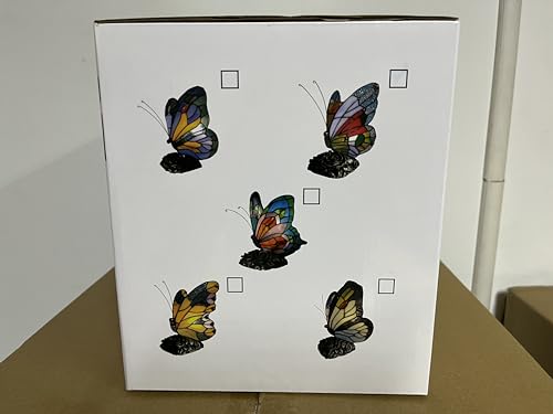 Fumat FMTL190105-4 Bedside Table Lamp Led Tiffany Blue Fairy Butterfly Nightstand Table Lamps Stained Glass Shade On Off Switch Home Office Desk Lamp Night Light Girl Grandma Mothers Day Gifts W/Gift Box thumb #13