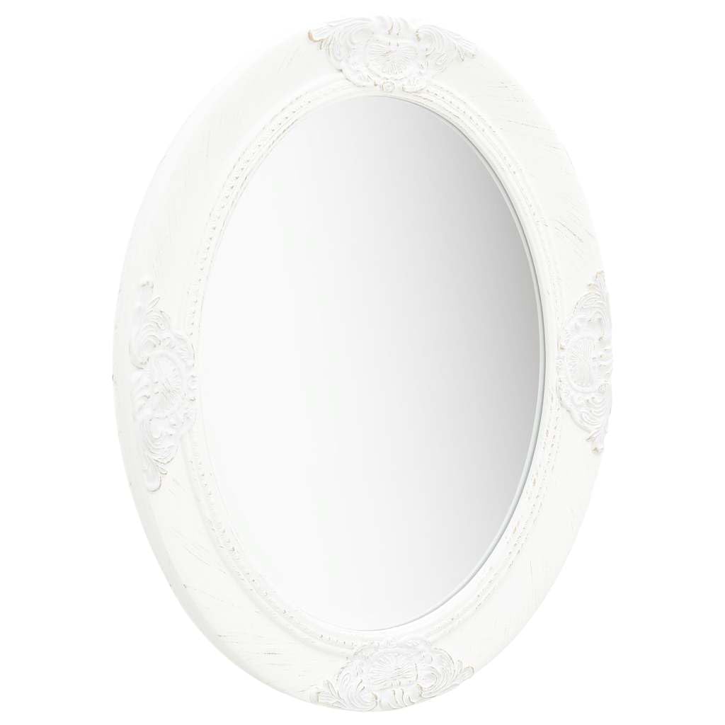Miroir baroque blanc 50x60 cm cadre ovale en bois suspendre décor