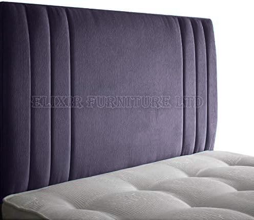 Elixir Furniture Divan Bed Rio Headboard Quality Chenille Fabric Elegant Bright Bedroom Decor (Purple, Single 3 FEET, Height 36 INCHES)