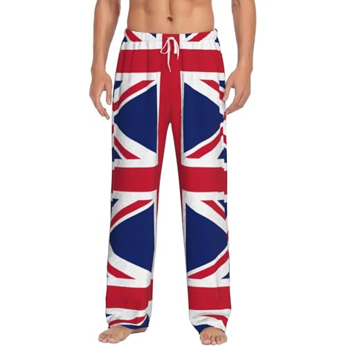 Pantalon de pyjama homme en polaire motif drapeau britannique avec poches
