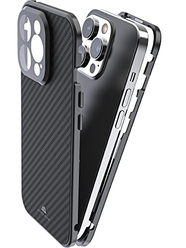 Black Rock - Hülle 360 Grad Glass Case Passend für Apple iPhone 14 Pro I Carbon Handyhülle, Karbon Rückseite (Transparent mit schwarzem Rahmen)