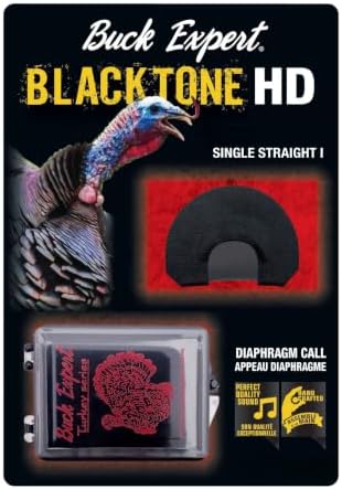 Buck Expert Blacktone HD Single Straight Turkey Call – Diaphragm Mouth Call for Wild Turkey Hunting – Handcrafted, Realistic Hen Sounds, Easy to Use