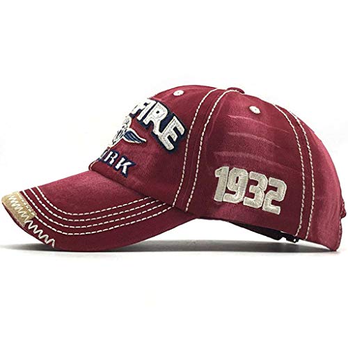 CheChury Distressed Baseball Cap for Mens Vintage Trucker Hat Men Cotton Embroidered Snapback Casual Baseball Cap Unisex, Red, One Size