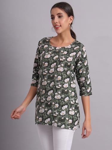Image of PATLANI Women's Cotton Printed Short Fullstitched Kurti /Kurtas.