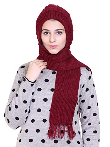 Image of Gajraj Unisex Soft Knitted Winter Warm Woolen Cap with Woolen Lovely Muffler|Fur Cap with Muffler