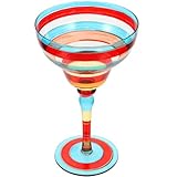 MUSISALY Vaso de Margarita Pintado a Mano de Vidrio Diseño Rojo, Copa de Cóctel Decorativa para Fiestas y Hogar, Cristal Artístico para Bar y Eventos, 1 Pieza