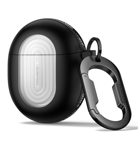 SURITCH Magnetic Bumper Cases for Google Pixel Buds Pro 2 (2024) and Pixel Buds Pro (2022) Case Cover Rugged Shockproof Protective Covers with Carabiner & Cleaning Kit & Removal Tool Black