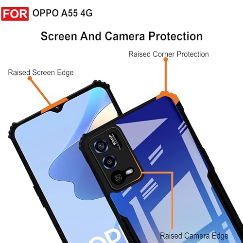 Image of Zapcase Back Case Cover for Oppo A55 4G | Compatible for Oppo A55 4G Back Case Cover | 360 Degree Protection Back Cover | Clear Case with Camera Protection | (TPU + PC | Matte Black)