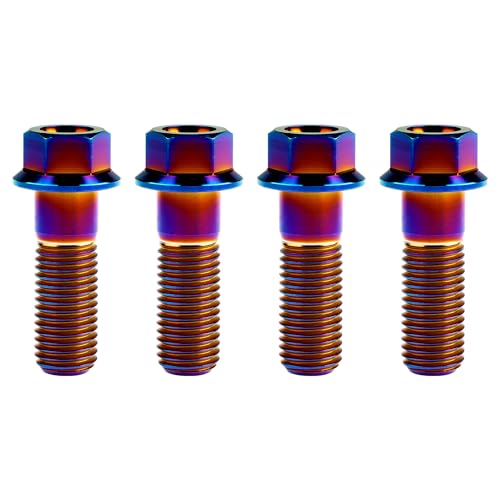 Image of Titanium Bolt M12 30 35 40 45 50 55 60 65 70 75 80 85 90mm Hex Small Flange Head for Motorcycle Car Modification Pack of 4 (M12x35mm Pitch 1.25, Burnt Blue)