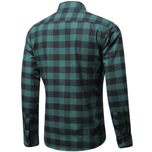 DOKKIA Flannel Shirt for Men Buffalo Plaid Long Sleeve Button Down Casual Jacket (XX-Large, Dark Green Black) - Image 2