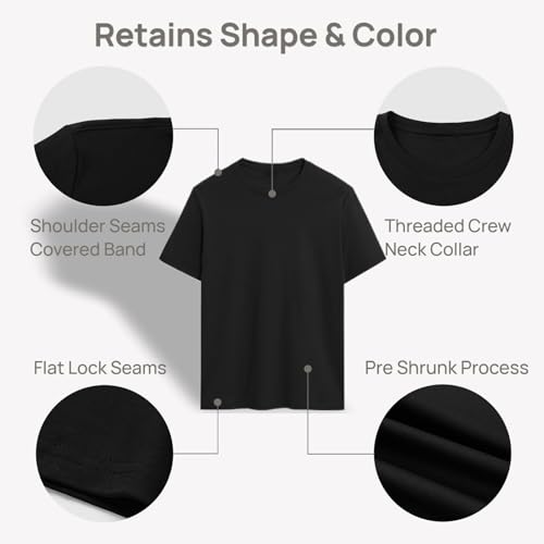 VPG Plain Tshirts for Men, Short Sleeve Crew Neck Cotton T Shirts Fitted Casual Tee Shirt4