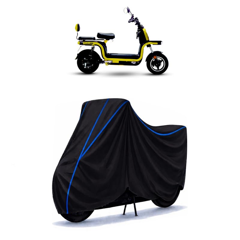 Image of Scooty Cover Water Resistant for Dual 100 | Universal Scooter & Bike Cover | Heavy Duty UV Dust, Rain & Scratch Protection | Elastic Fit All Weather Indoor Outdoor | Black with Blue Piping
