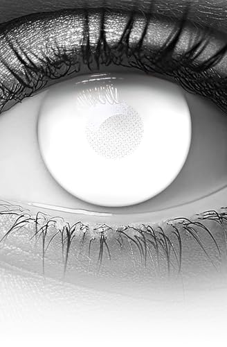 MERALENS Farbige Kontaktlinsen Halloween weiß BLIND WHITE ZOMBIE 2 Stück (1 Paar) Ohne Sehstärke Nur 60% Sehvermögen