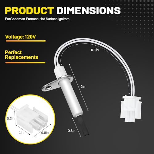 0130F00008S Upgraded Furnace Ignitors Compatible with Goodman Furnace Hot Surface Heater Igniters Replace 0130f00008 0130f00008s1 789-707A1 SSN084KS by C-Tzu - Image 5