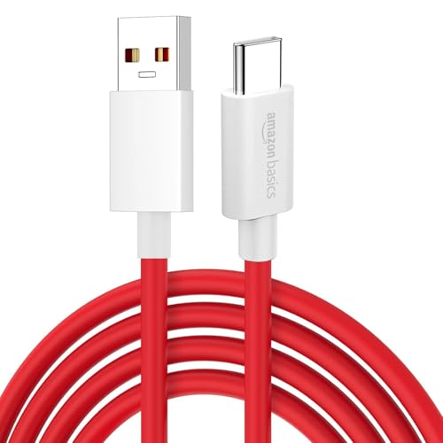 Image of amazon basics 65W Charger Cable | USB A to Type C | Fast Charging & Data Sync Cable | OnePlus Charging Cable | 1M Cable (Red)