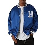 HUF Crackerjack Satin Baseball Jacke - Navy, Marineblau, M