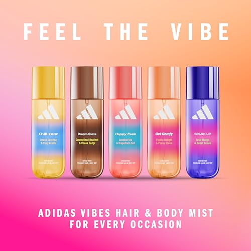Image of adidas Vibes Get Comfy Fragrance Hair & Body Mist for Women, Mood-Boosting, Notes of Vanilla Delight & Peony Bloom, For Any Occasion, 7.9oz