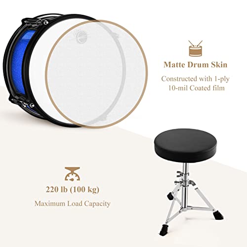 Junior Drum Set For Kids - 16 Inch 5-Piece Drum Kit For Beginners With Adjustable Throne And Cymbal, Pedal & Drumsticks, Metallic Blue (Eds-350Bu) #TOP2