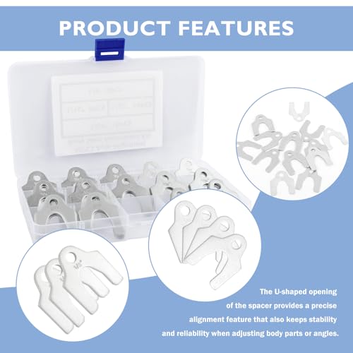Image of 48PCS Metal Shims for Auto Alignment Body,Metal Shims for Leveling with 1 /8 inch 1 /16 inch 1 /32 inch 1 /64 inch for Alignment Tools Automotive,Practical Car Accessories Shim Kit Fits Most Cars